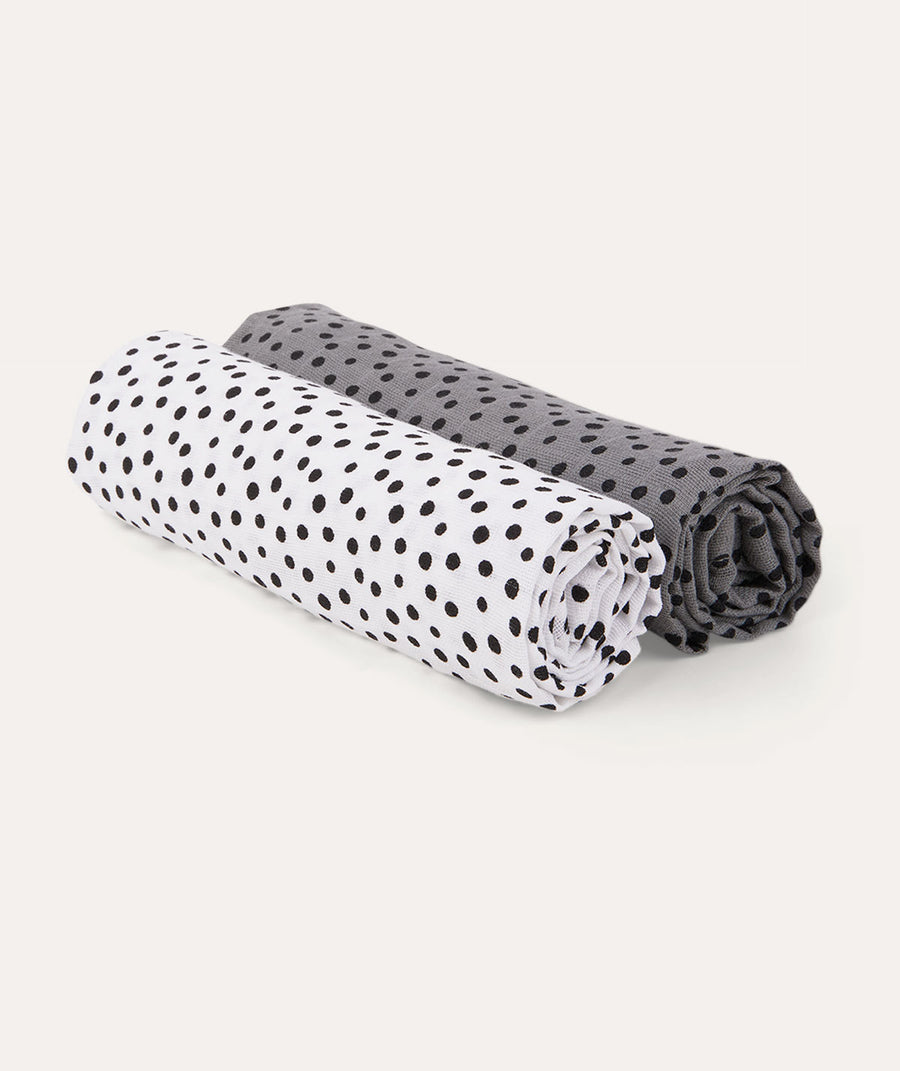 2-Pack Burp Cloth: Happy Dots Grey