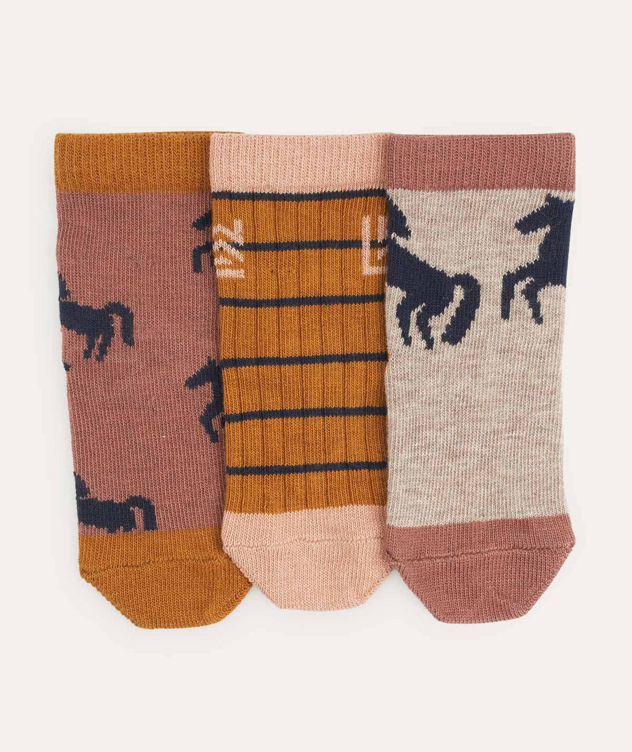 3-Pack Silas Socks: Horses / Dark Rosetta Mix